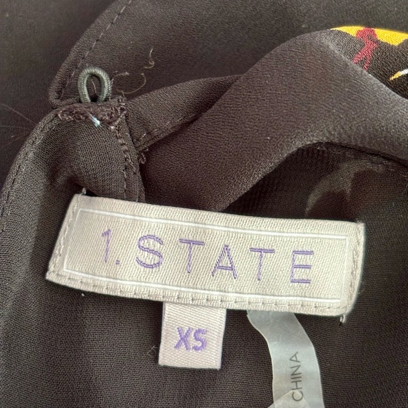 1. State Black and Pink Floral Halter Blouse - Picture 8 of 9